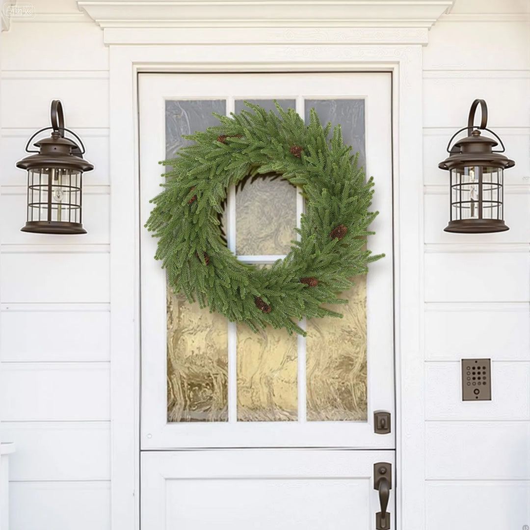 Norfolk pine Christmas wreath with pine cones