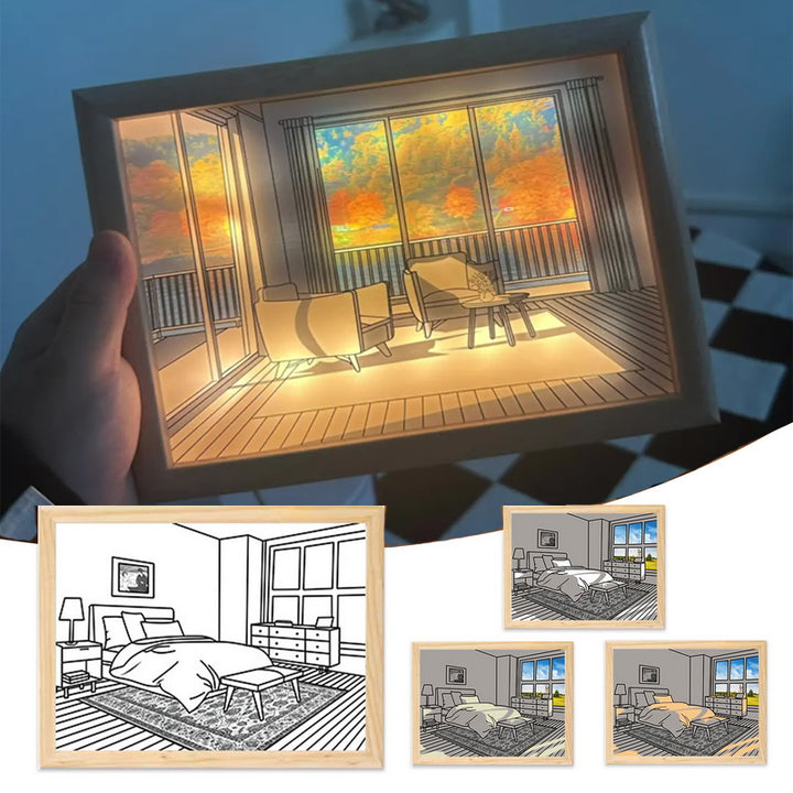 LED light painting of sunlit room