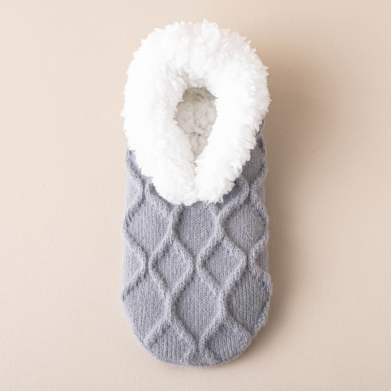 Plush-lined slipper socks with grip dots