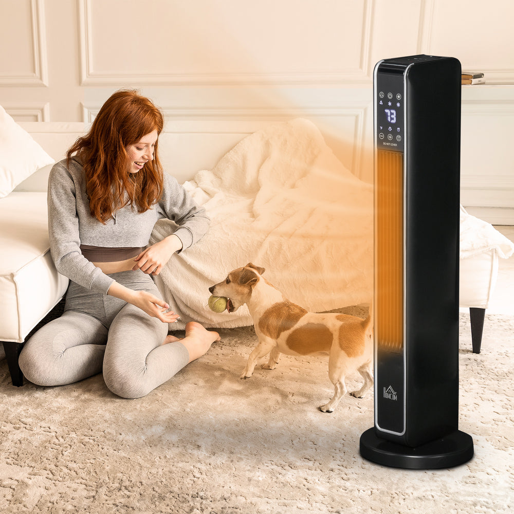 Black oscillating ceramic tower heater