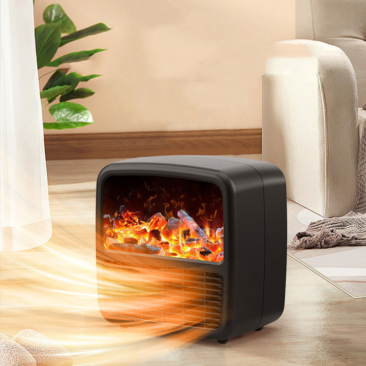 Ceramic Electric Space Heater with LED Flame, 1000-1500W Desktop