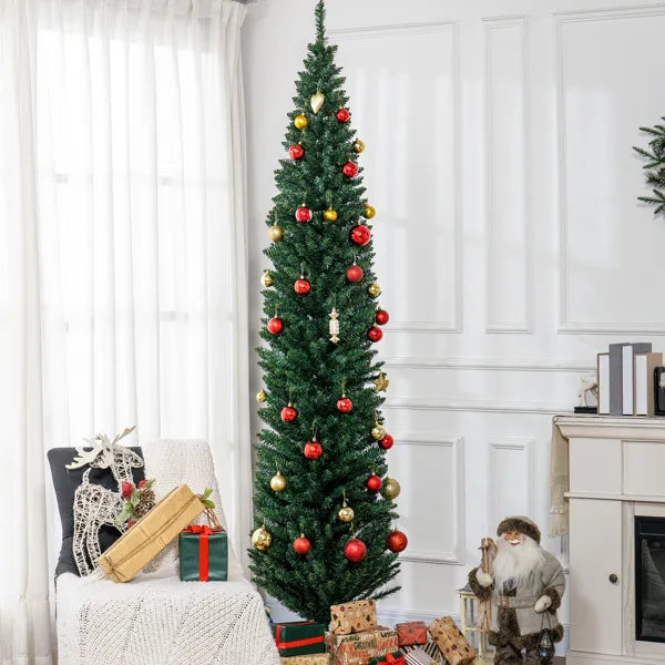 Tall slim green pencil Christmas tree