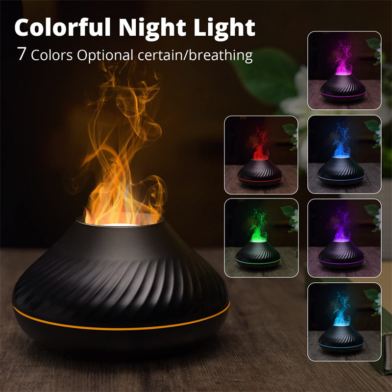Volcano Flame Aroma Diffuser, 130 ml with 7 LED Colors, USB