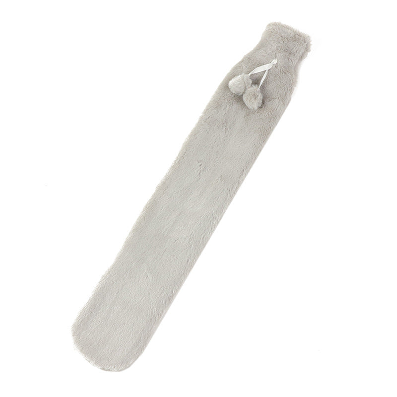 Long hot water bottle with knit cover
