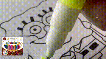Twelve colorful puffy paint pens with Christmas drawings