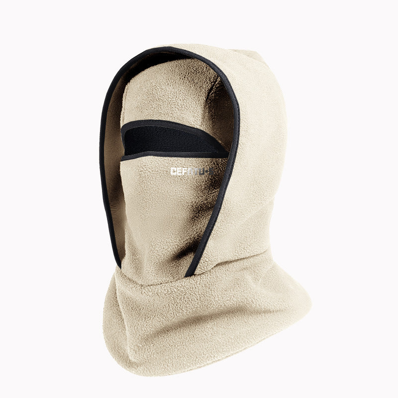 Black polar fleece balaclava with eye opening