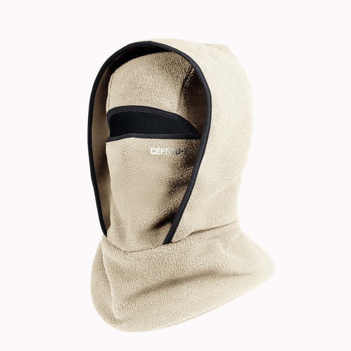Black polar fleece balaclava with eye opening