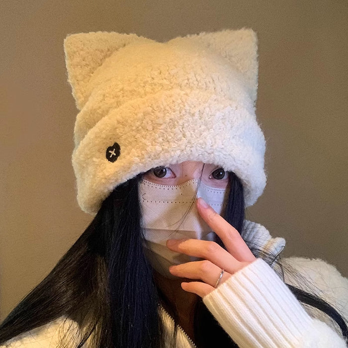 Heat Grove Fluffy Sherpa Fleece Beanie with Cat Ears