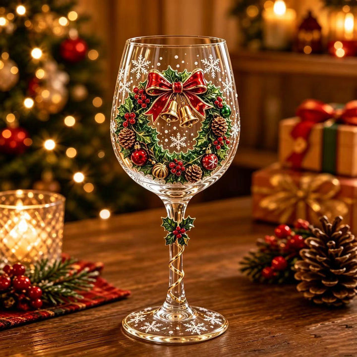 Christmas wine glass with Santa stem