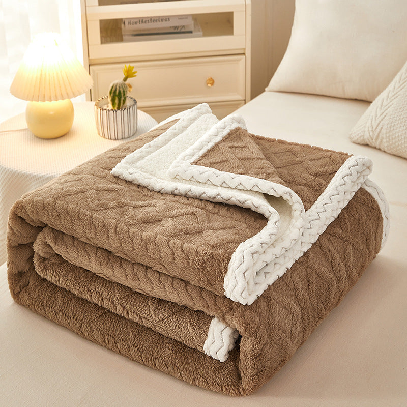 Thick coral fleece sherpa blanket folded