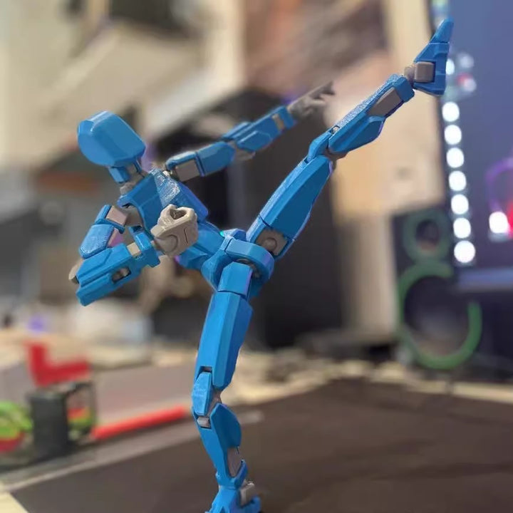 Orange poseable 3D printed robot figure