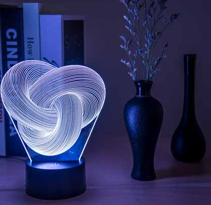 Heat Grove Twisted Knot 3D Illusion Acrylic Lamp with Touch Control