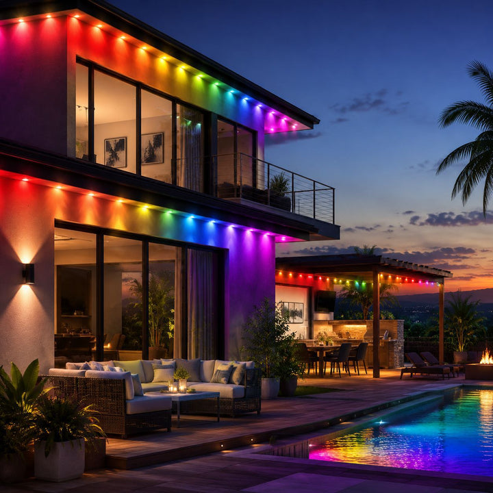 RGB permanent eave lights on house roofline