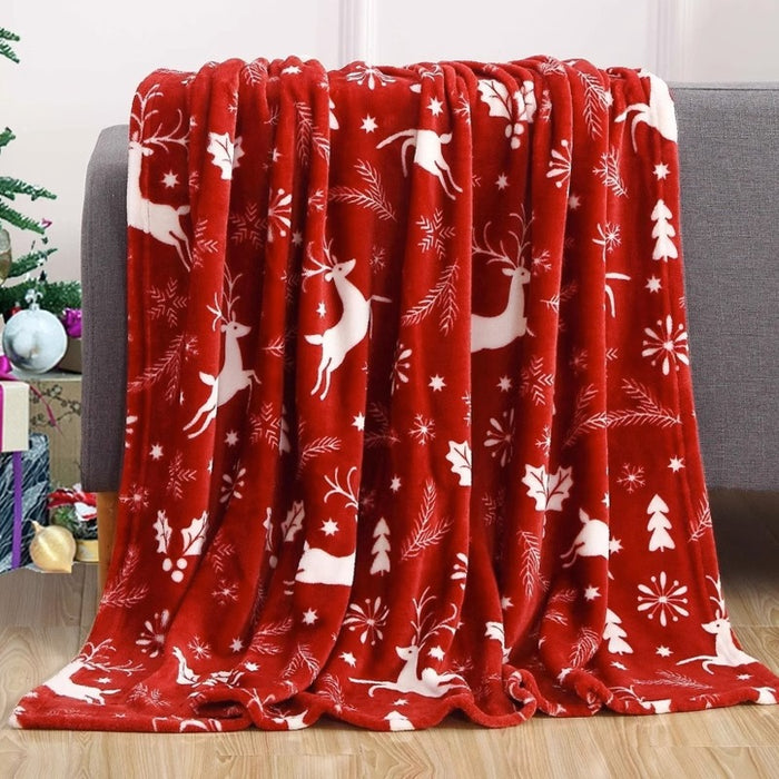 Heat Grove Double-Sided Flannel Christmas Throw Blanket
