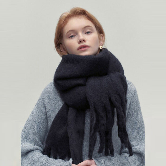 Heat Grove Long Cashmere-Feel Scarf with Tassel Ends