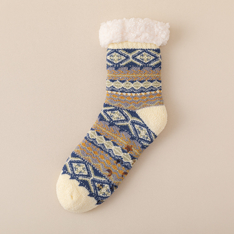 Nordic pattern fleece-lined lounge socks