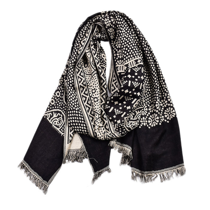 Heat Grove Jacquard Woven Scarf with Ethnic Pattern