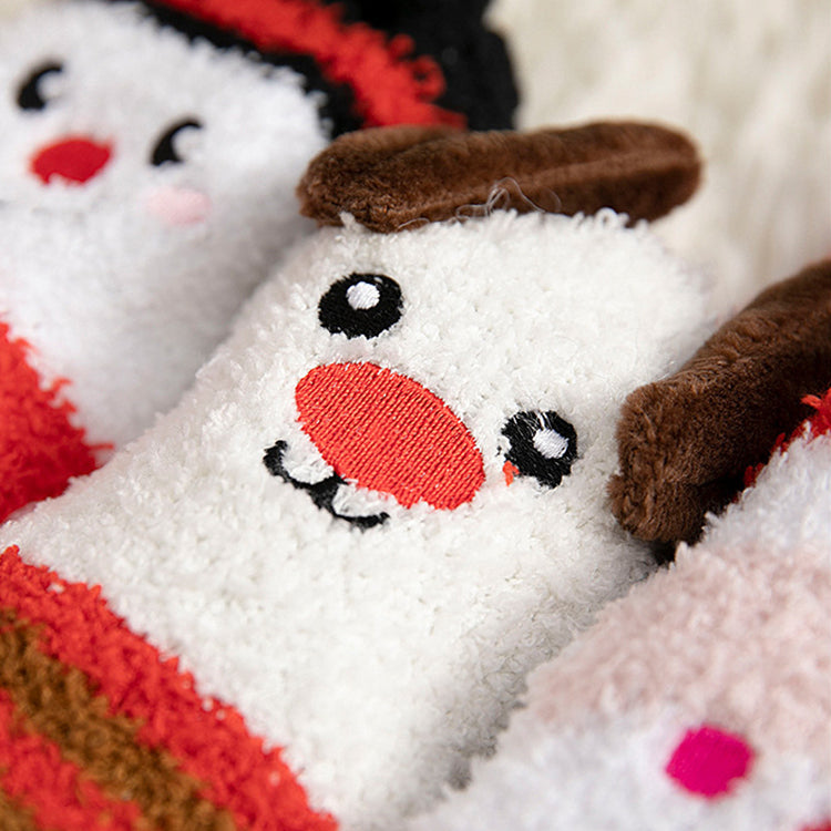 Kids fluffy Christmas reindeer socks
