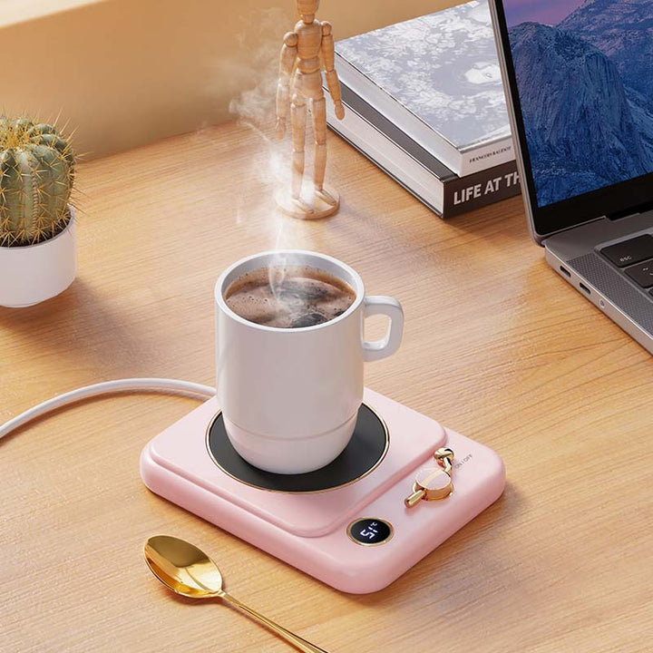Retro green mug warmer with coffee cup