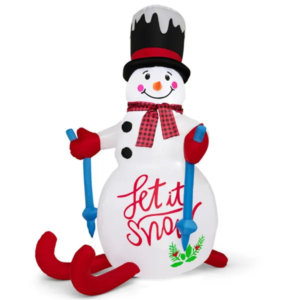 Heat Grove 6 ft Inflatable Snowman on Skis with Top Hat