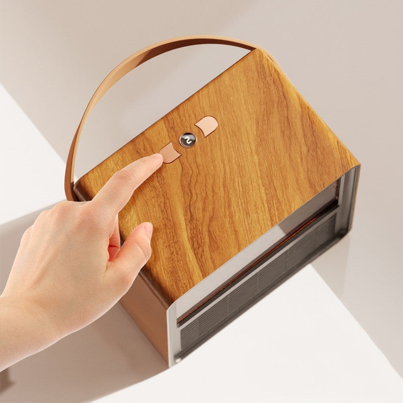 Wood grain fireplace style ceramic heater
