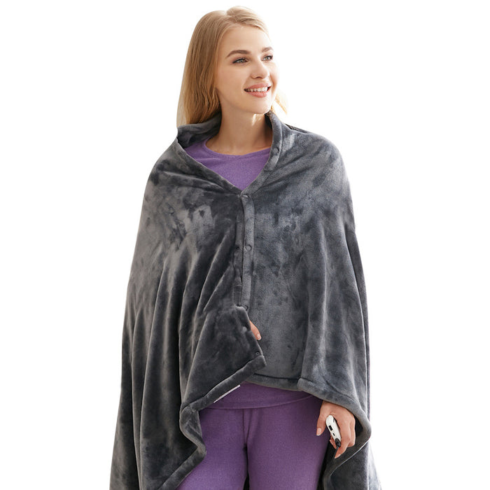 Heat Grove USB Heated Fleece Shawl Blanket with Power Bank