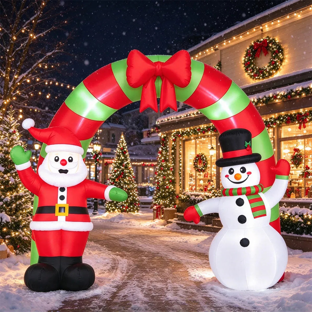 Inflatable Christmas archway with Santa snowman