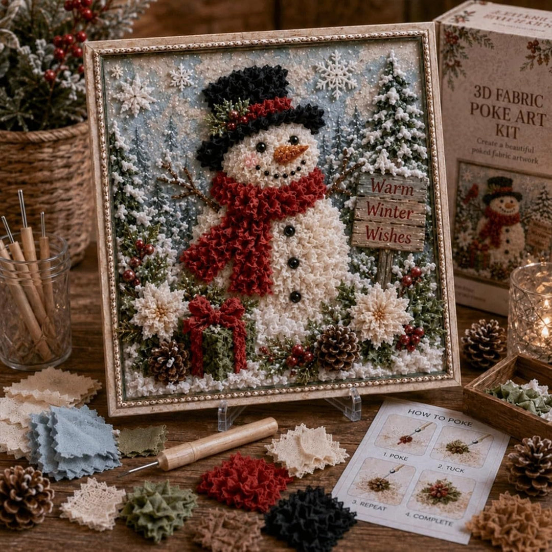 3D fabric poke art Christmas cardinal in frame