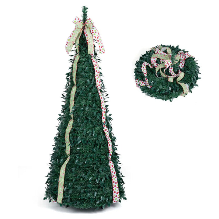 Pop up Christmas tree with ribbons and bow