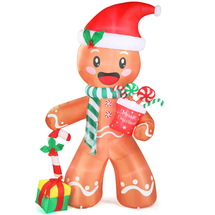 Heat Grove 7.9 ft Inflatable Gingerbread Man with Candy Cane