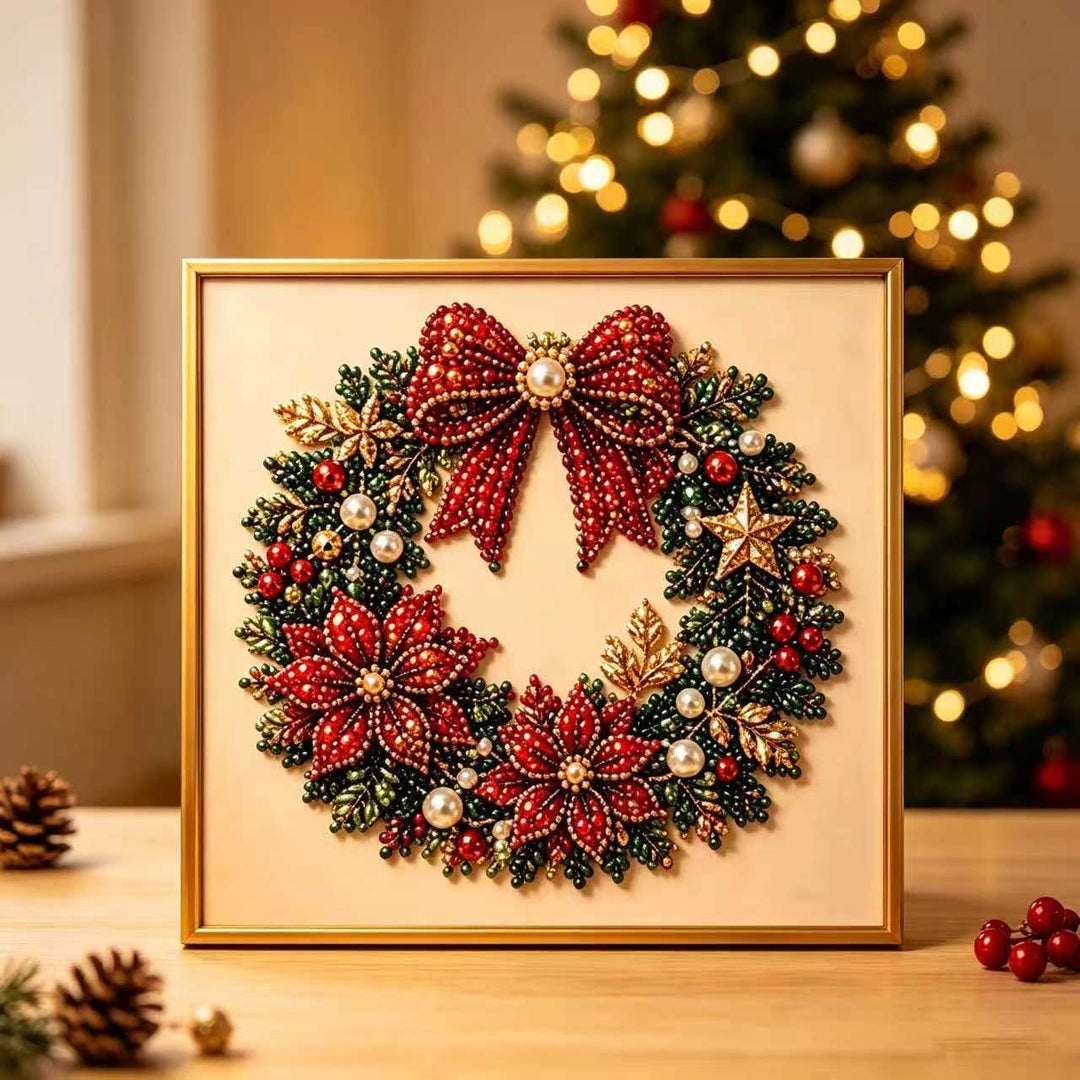 Framed Christmas diamond painting of Santa Claus