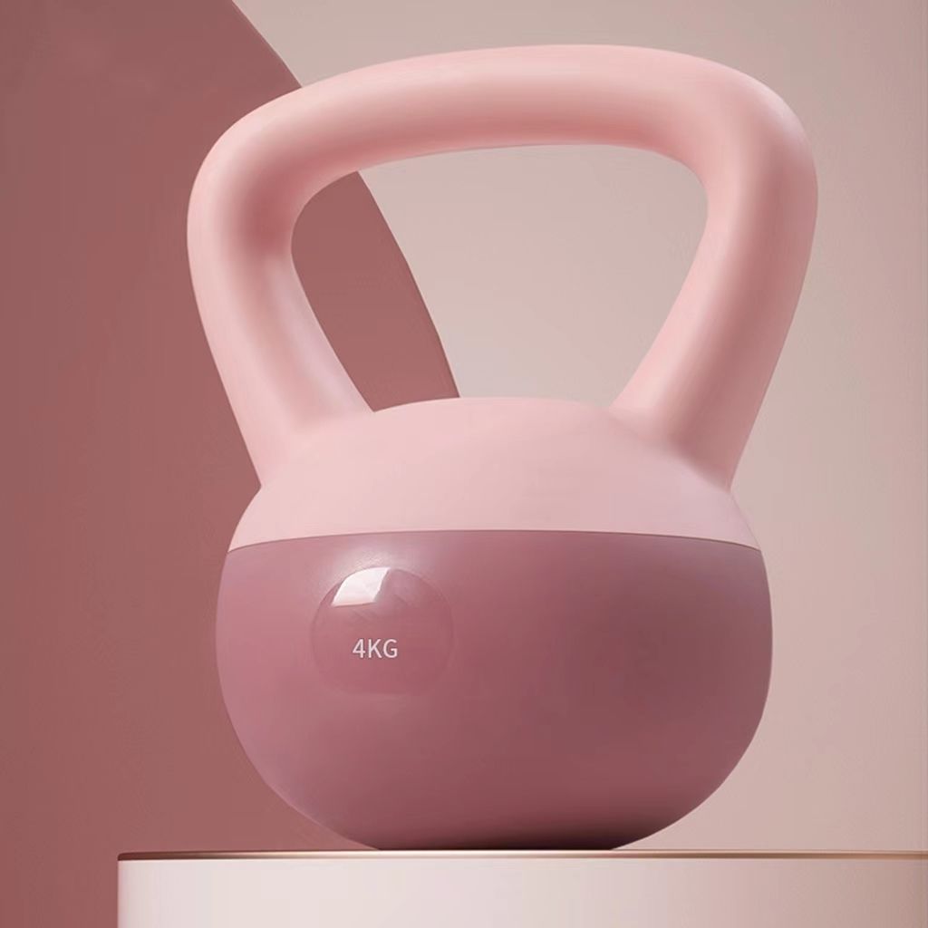 Light pink soft-shell kettlebell for home