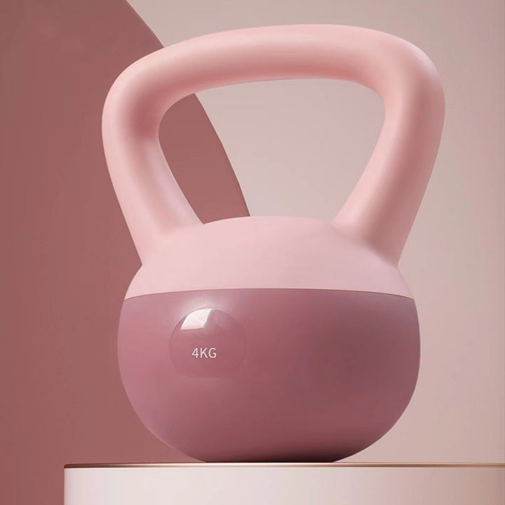 Light pink soft-shell kettlebell for home