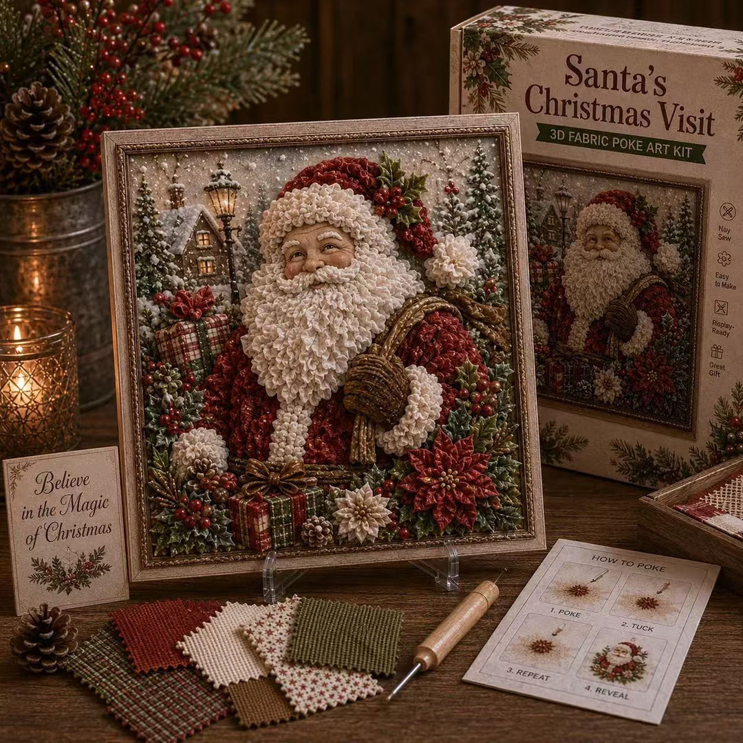 3D fabric poke art Christmas cardinal in frame