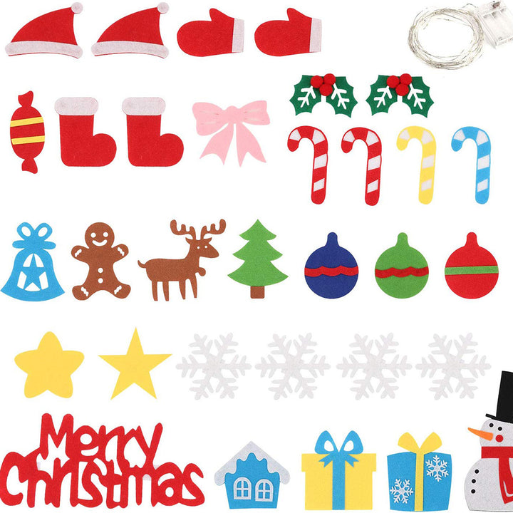 Green felt Christmas tree with colorful felt ornaments