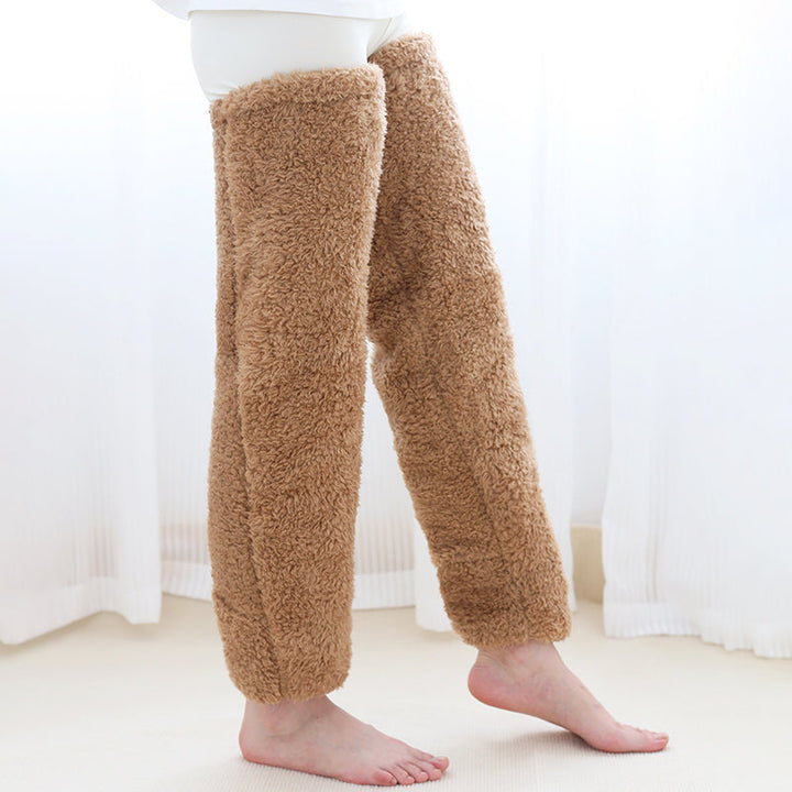 Fluffy Long Knee Warmer Socks with Open-Toe Design