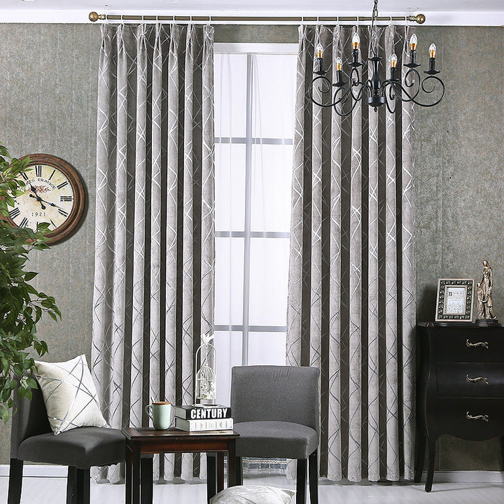 Grey chenille blackout curtain panel
