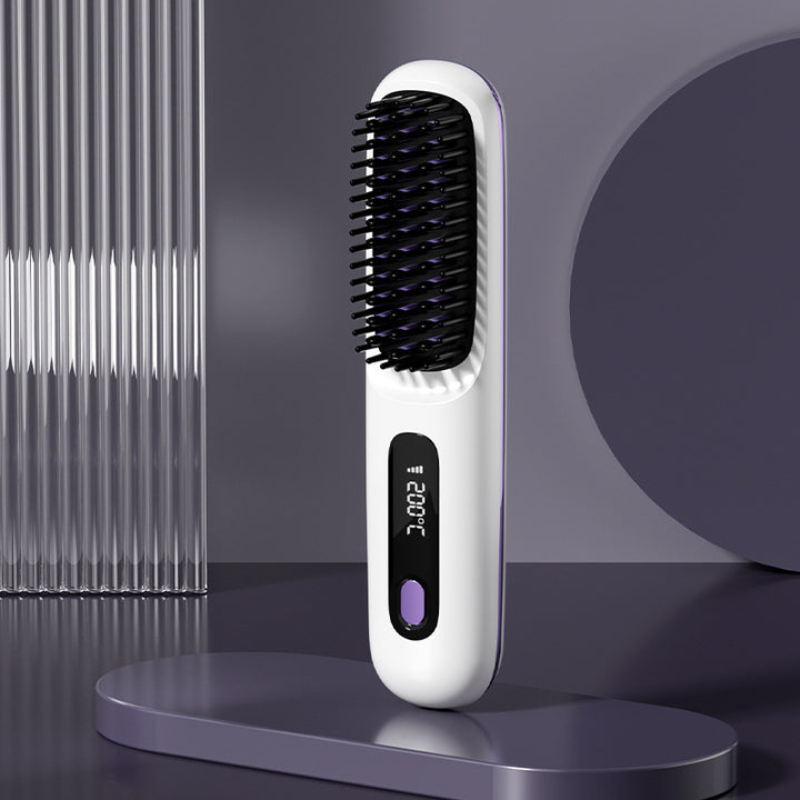 Black cordless hair straightener brush