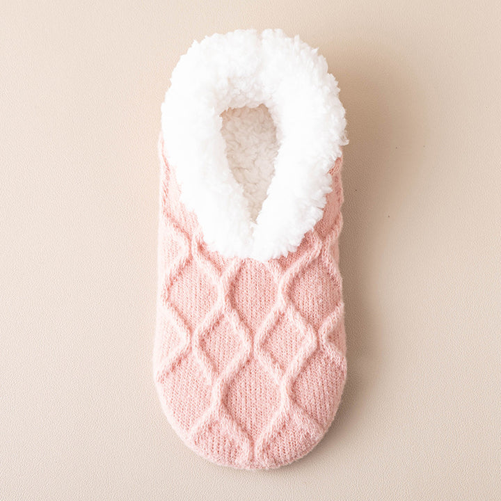 Plush-lined slipper socks with grip dots