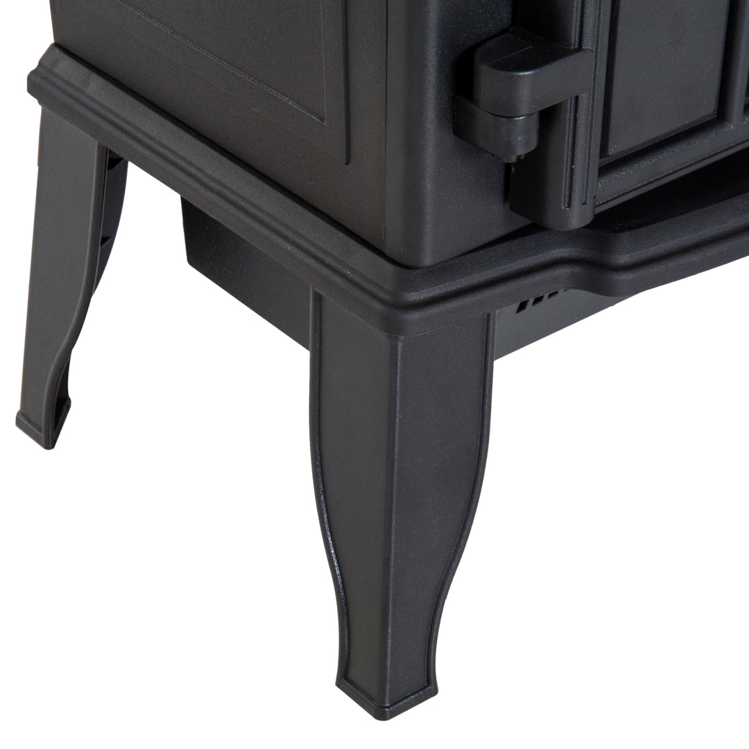 Black electric fireplace stove with LED log glow