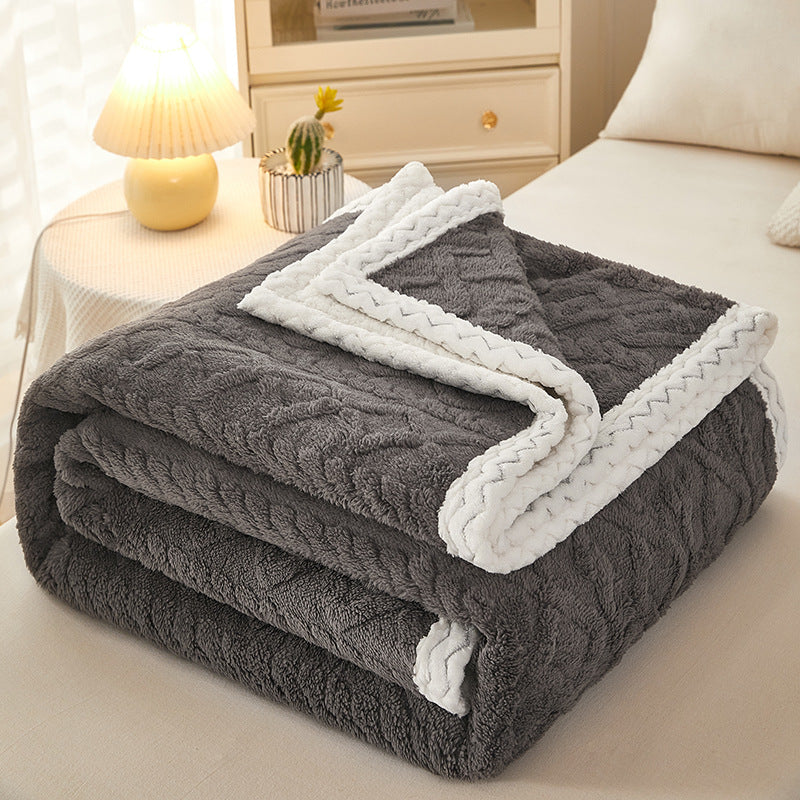 Thick coral fleece sherpa blanket folded