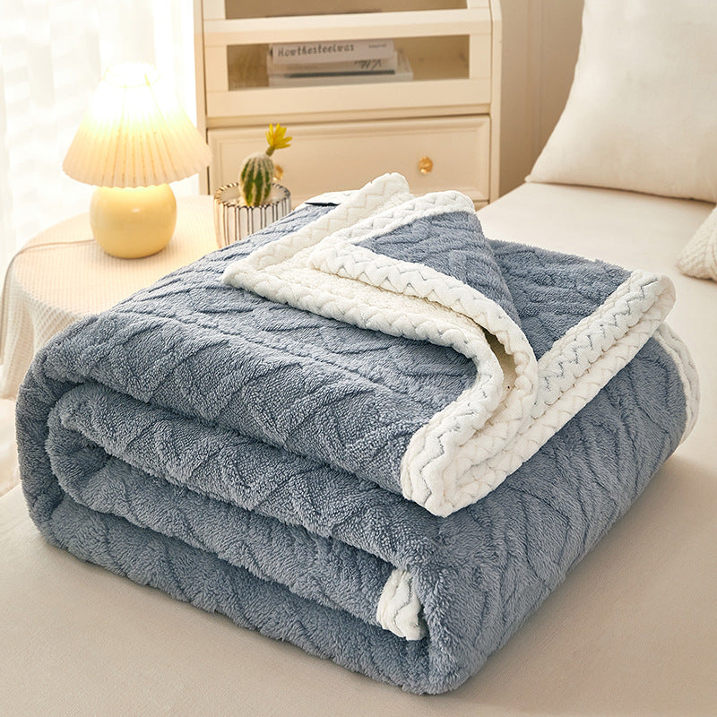 Thick coral fleece sherpa blanket folded
