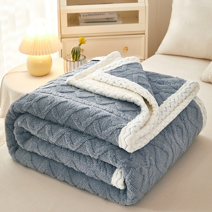 Heat Grove Double Layer Coral Fleece Blanket with Sherpa Reverse