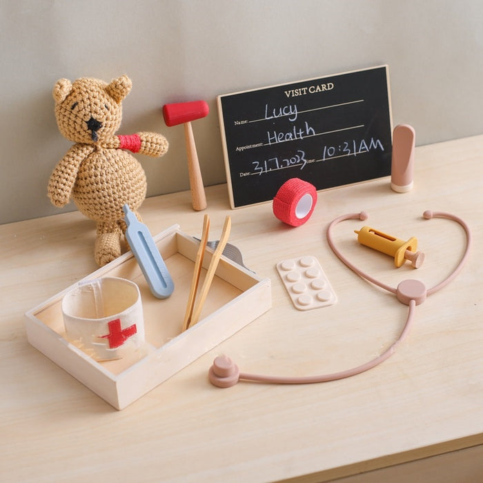 Heat Grove Wooden Pretend Doctor Kit with Stethoscope and Tools
