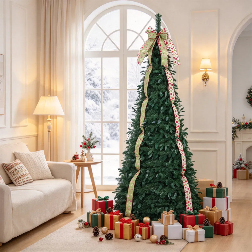 Pop up Christmas tree with ribbons and bow