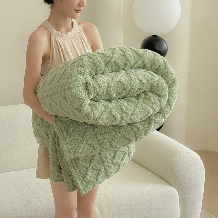 Heat Grove Tufted Velvet Throw Blanket with 3D Jacquard Pattern