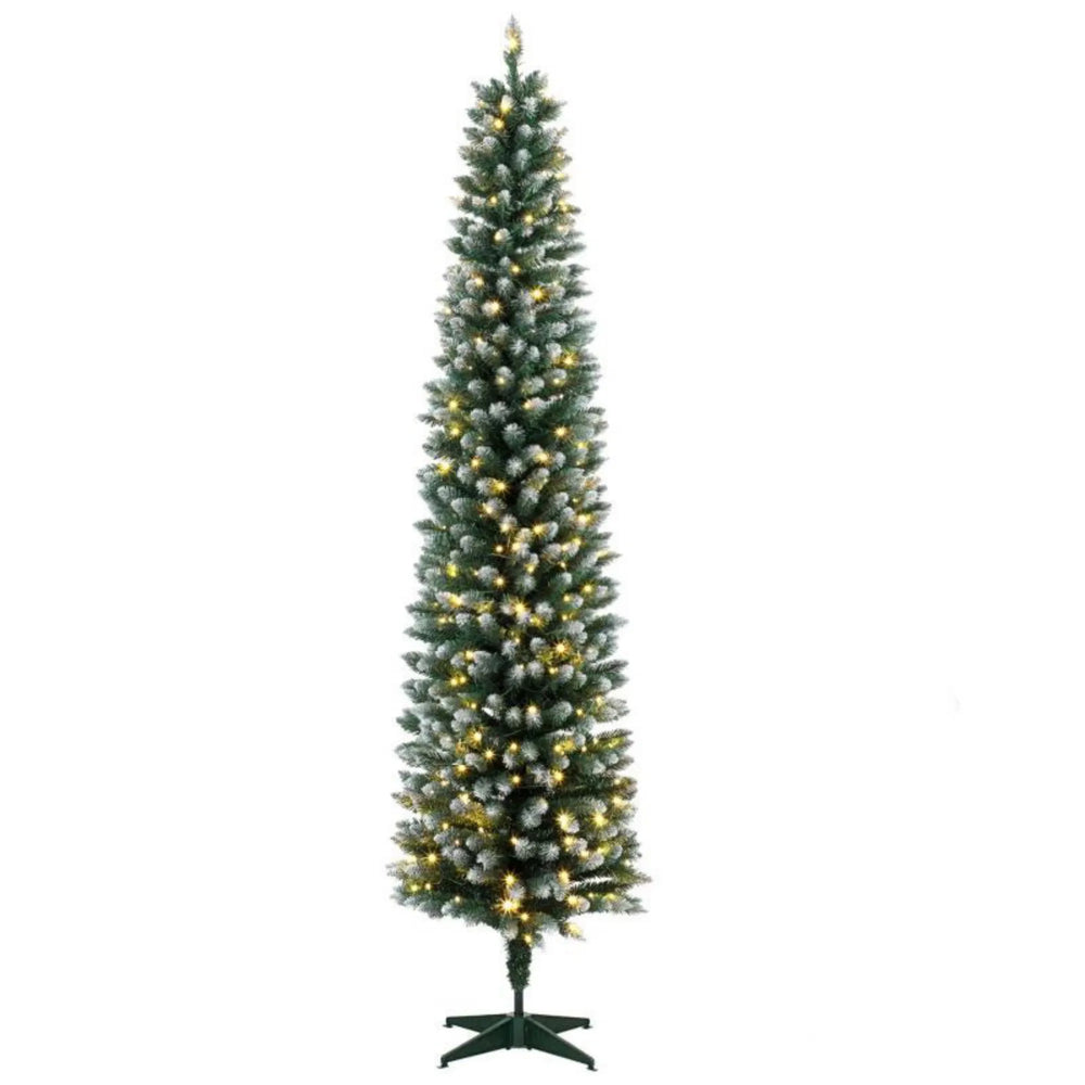 Slim frosted pencil tree with lights