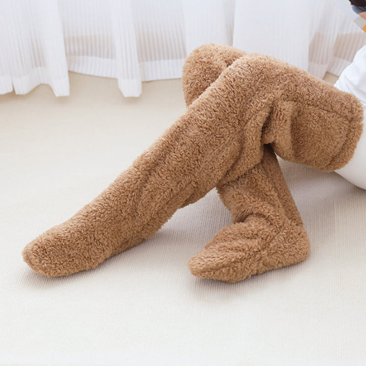 Fluffy Long Knee Warmer Socks with Open-Toe Design