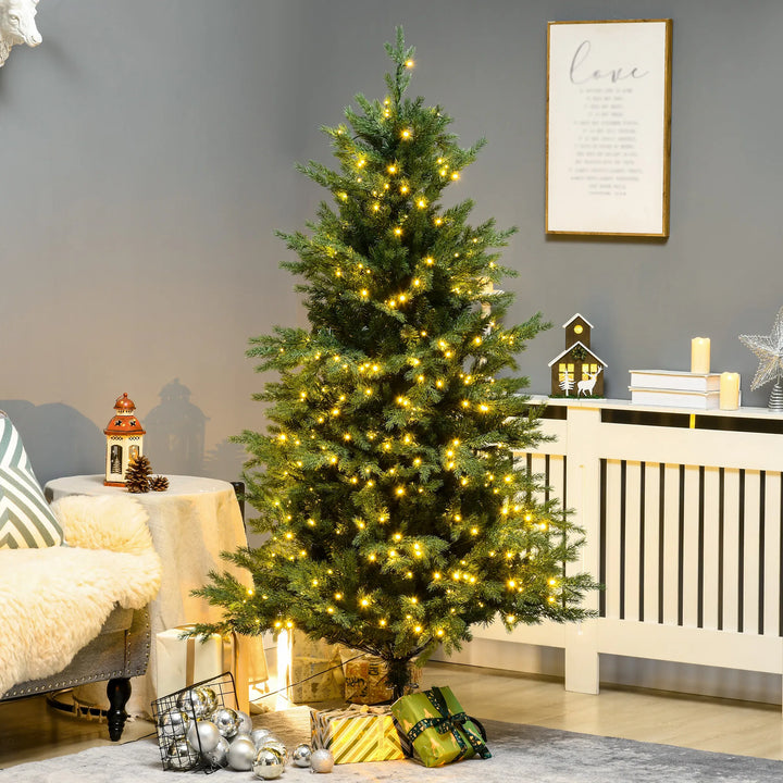 Realistic pre-lit fir tree with warm lights