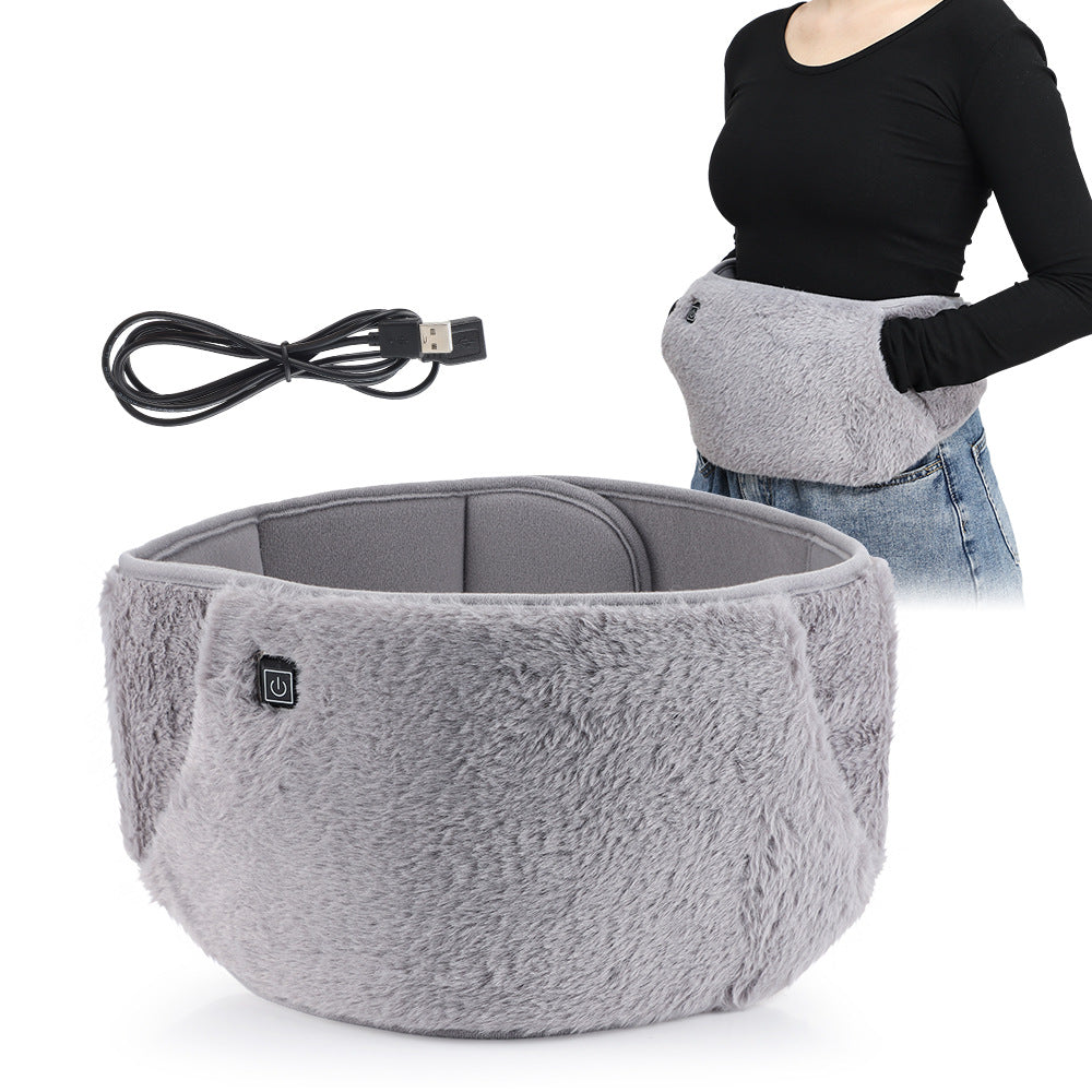 Plush heated waist belt with hand pocket
